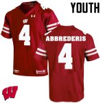 Youth Wisconsin Badgers NCAA #4 Jared Abbrederis Red Authentic Under Armour Stitched College Football Jersey IC31Q30LY